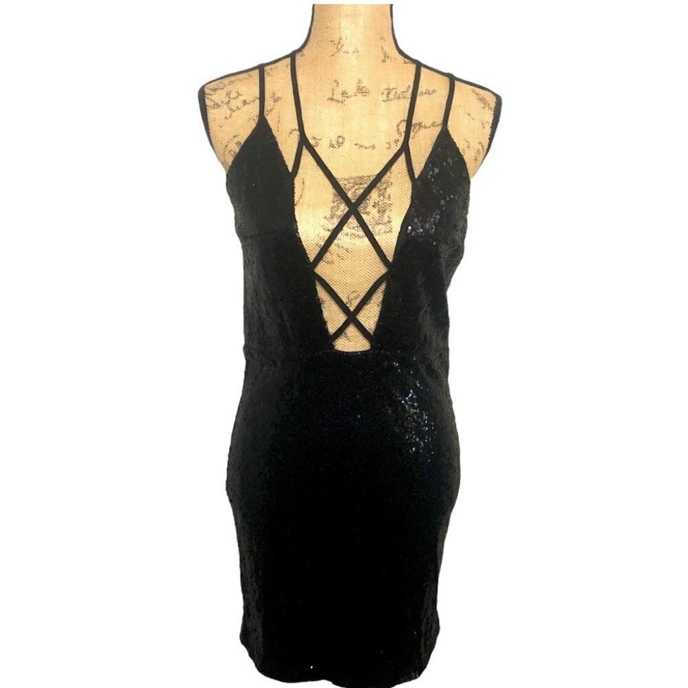 Windsor - Black Sequins Short Mini Dress